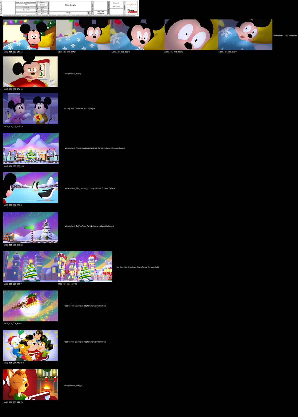 Lighting Keys based on Storyboards — Mickey and The Very Many Christmases